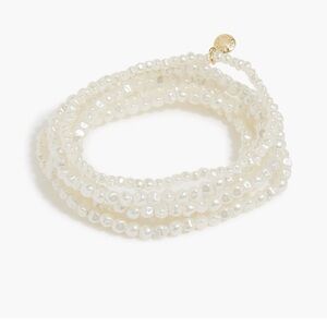 J. Crew Pearl Multi-Strand Wrap Bracelet in Ivory with Gold Charm